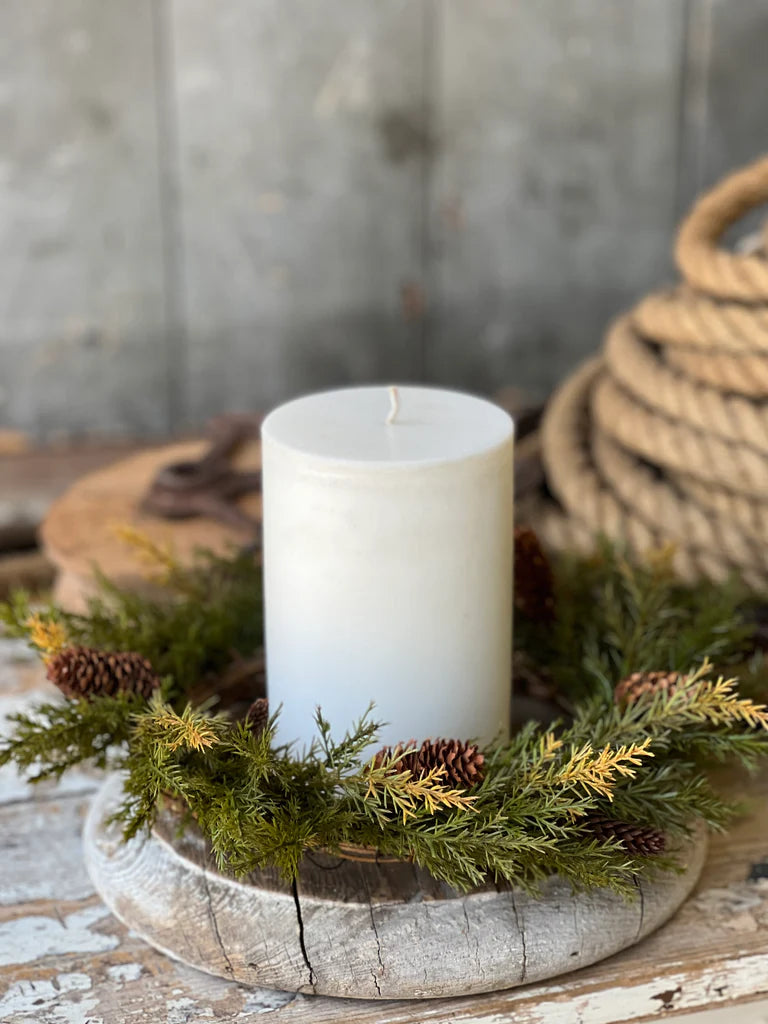 Prickly Pine Candle Ring | Moss | 12"