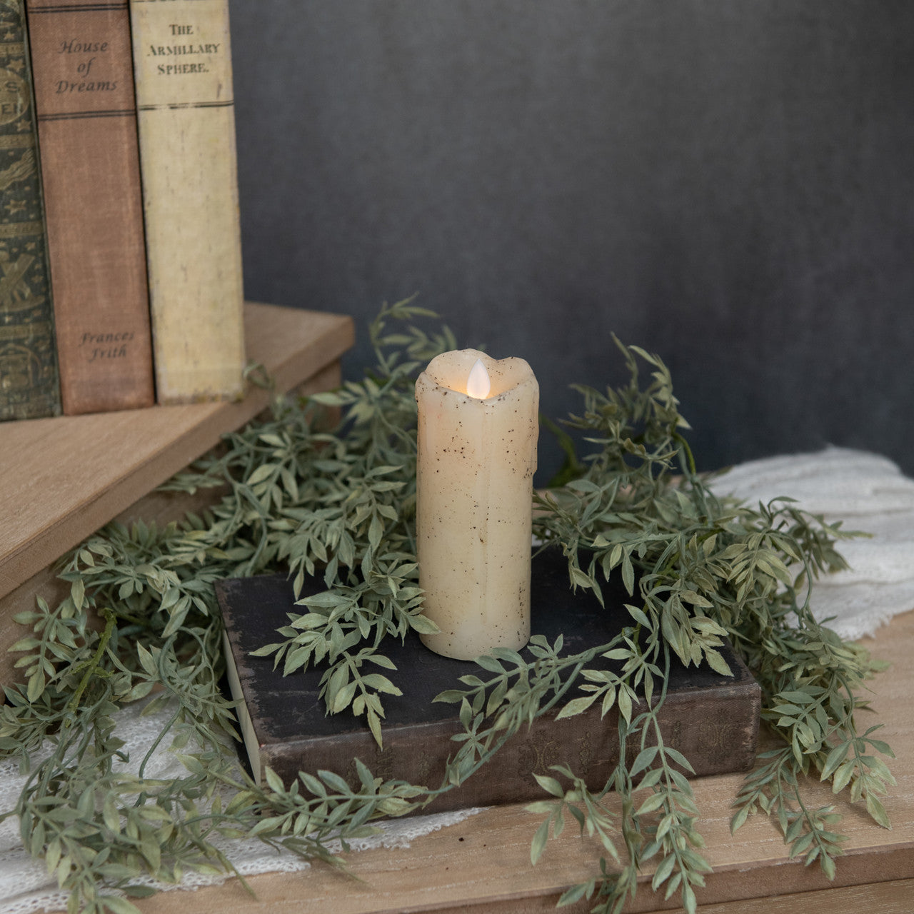 2X5" MOVING FLAME CREAM PILLAR CANDLE