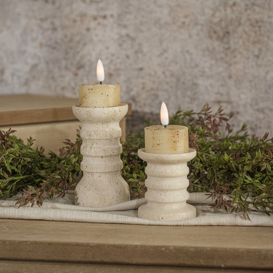 SET/ 2 - 3D FLAME SPECKLED CREAM TEALIGHT CANDLES