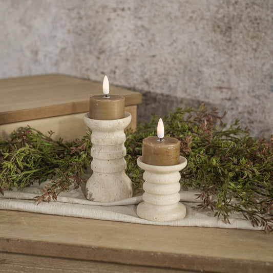 SET/ 2 - 3D FLAME BEIGE TEALIGHT CANDLES