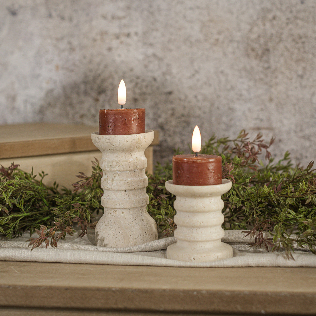 SET/ 2 - 3D FLAME BRONZE TEALIGHT CANDLES