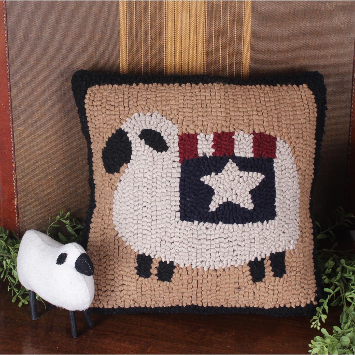 Liberty Sheep Hooked Pillow