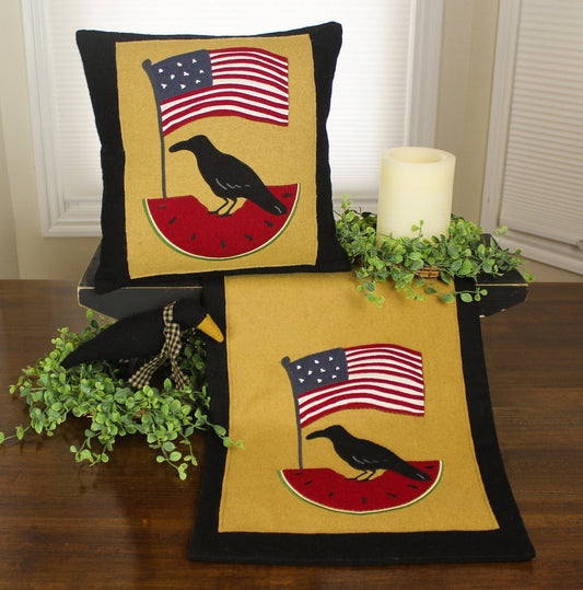 Flag Crow Pillow