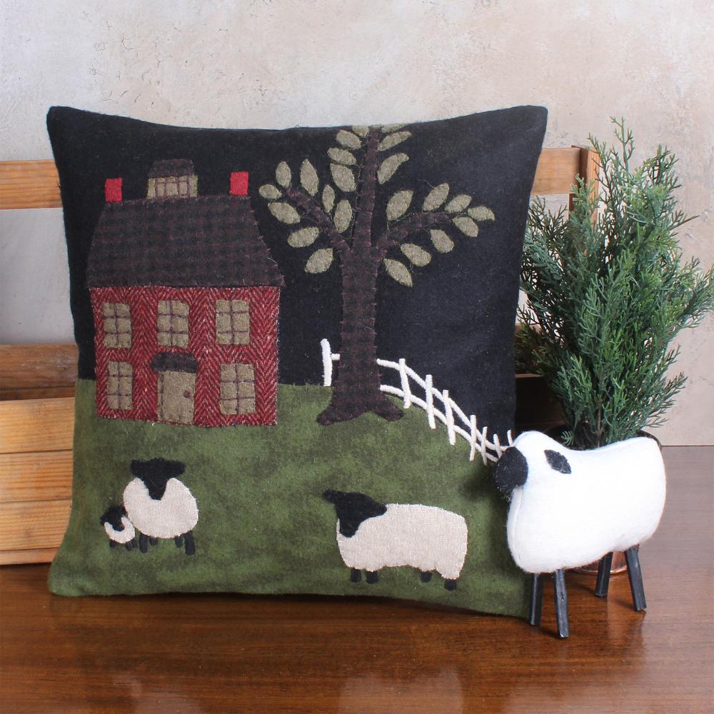 Green Pastures Wool Felt Pillow