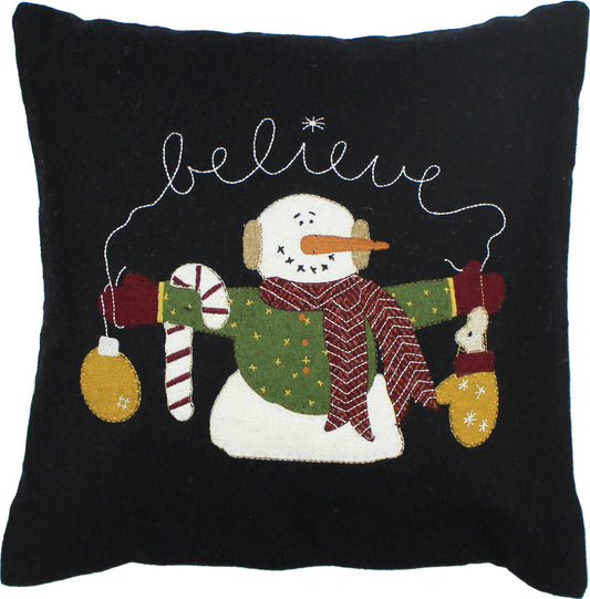 Snowman Believe Pillow