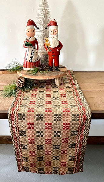 PARLOR WEAVE RED/GREEN/TAN 34" TABLE SQUARE