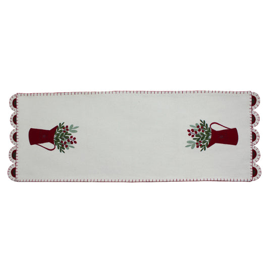 Holiday Pitcher Cream Table Runner