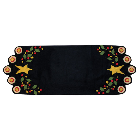 Star Berry Vine Black Table Runner