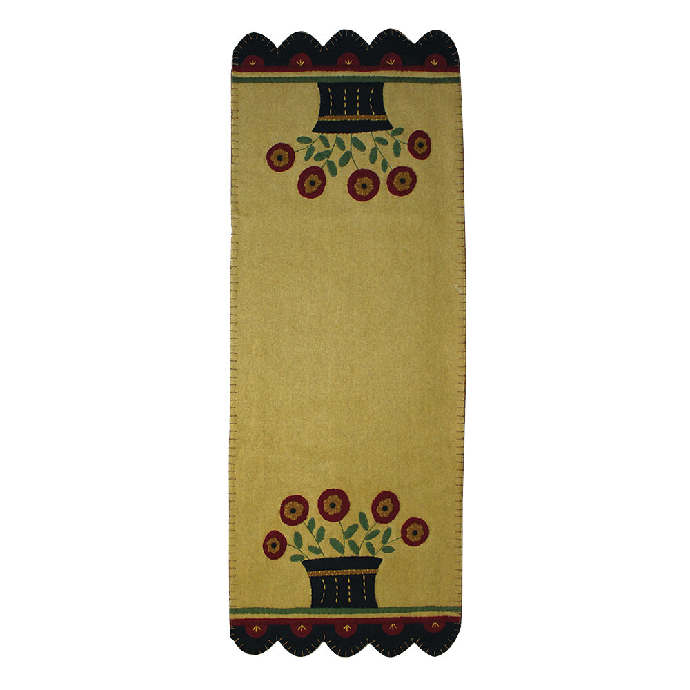 Folk Flower Basket Nutmeg Table Runner