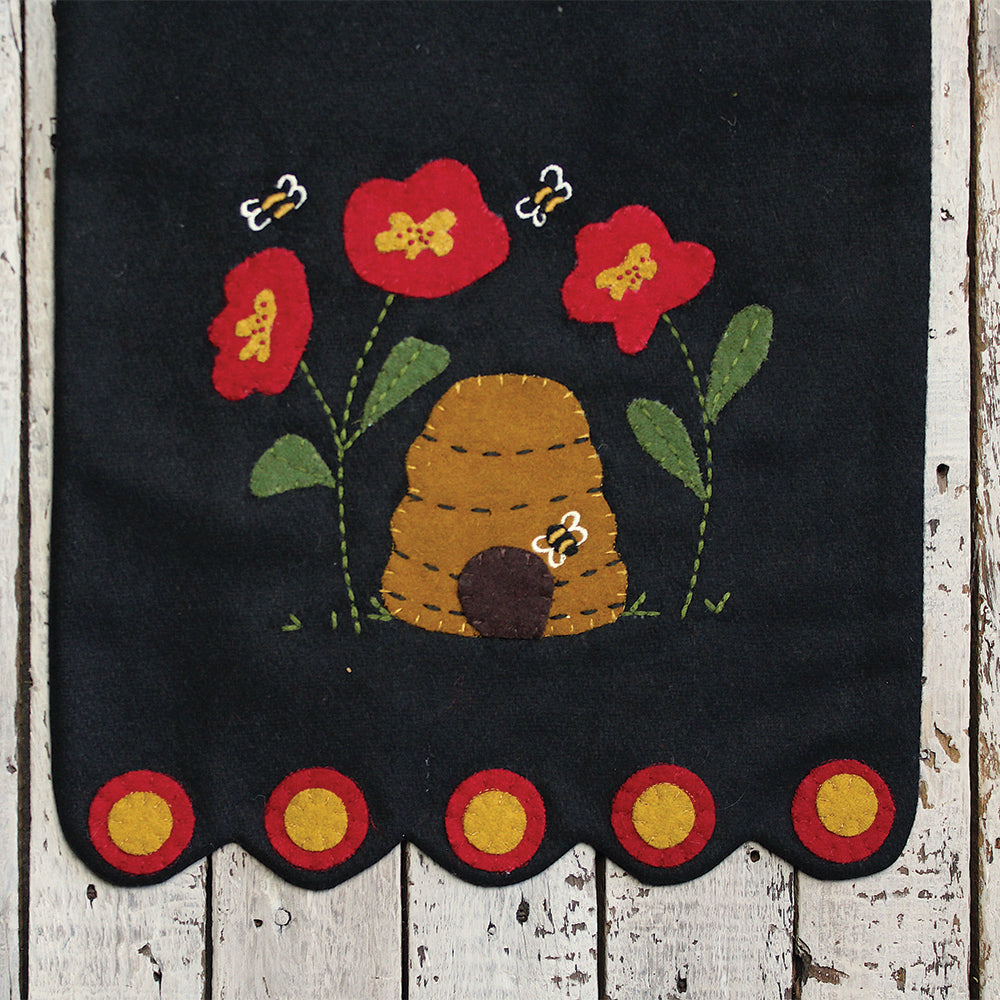 Bee Time Black Table Runner