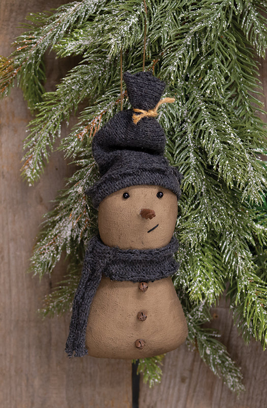 Stiffened Fabric Primitive Snowman Ornament