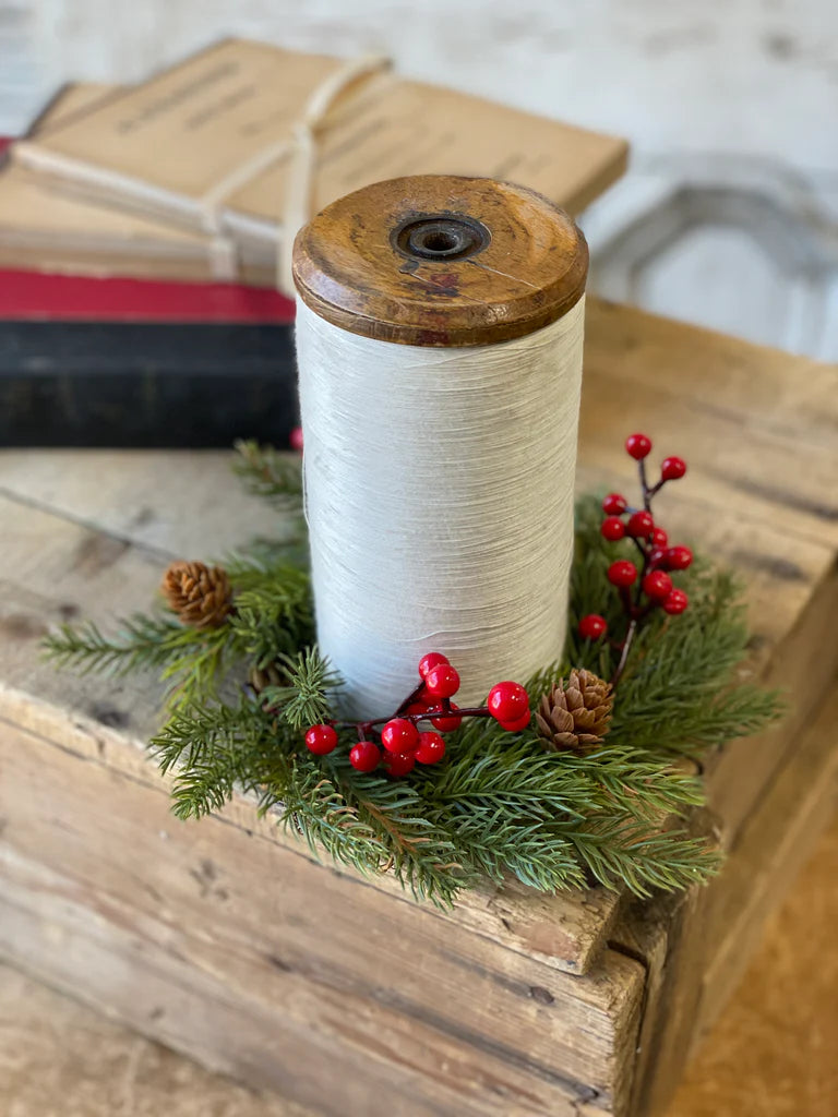 White Spruce with Berries Candle Ring | 8"