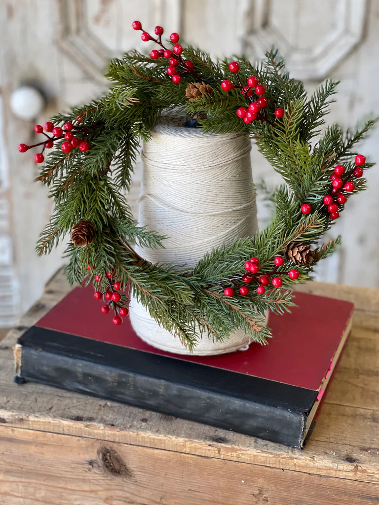 White Spruce with Berries Candle Ring | 11"