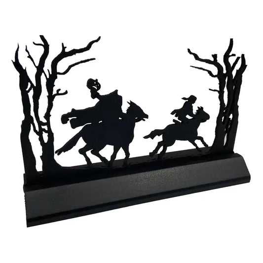 Headless Horseman Scene Wood Silhouette Halloween Decor