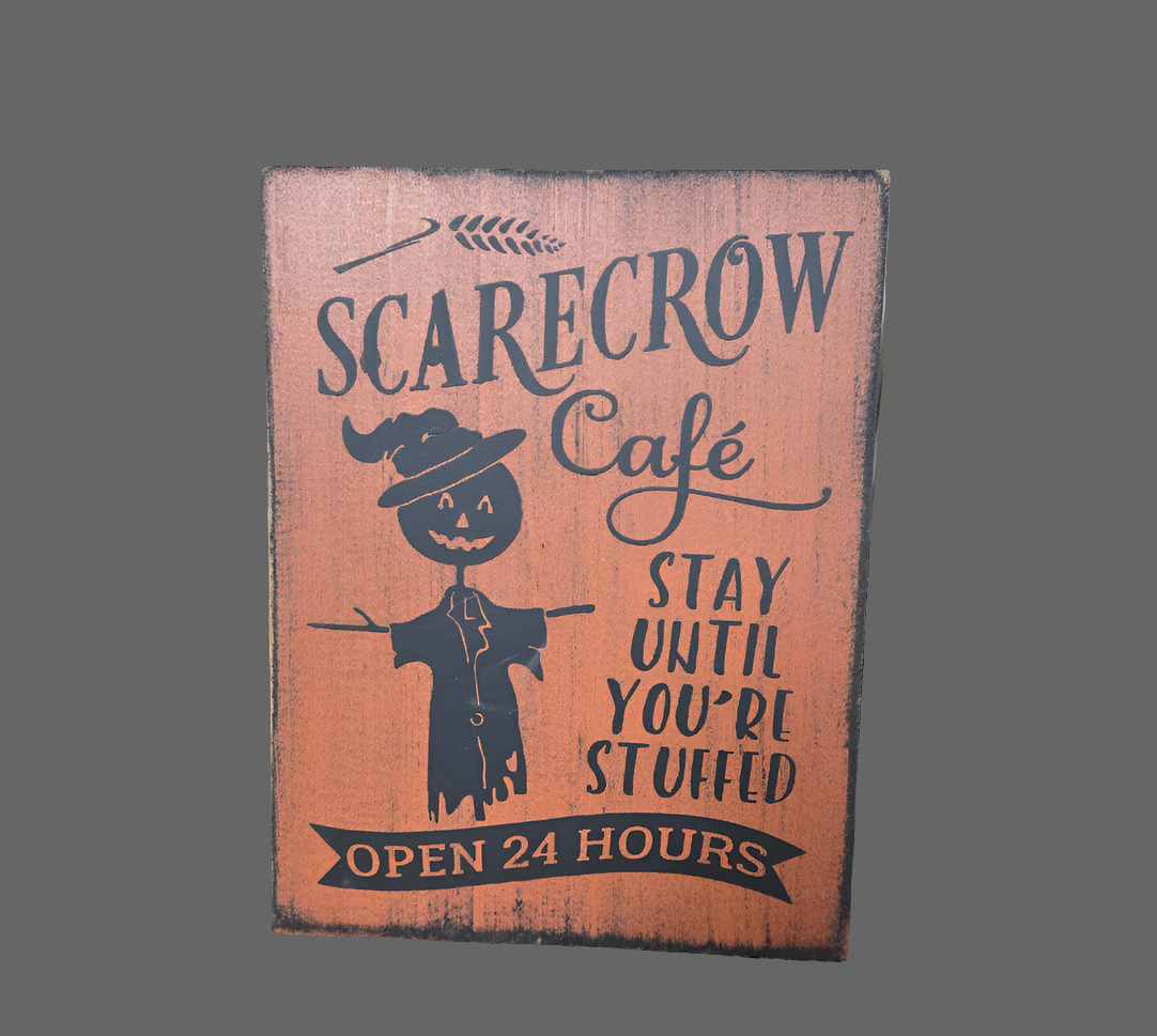 Pallet Scarecrow Cafe Wood Sign