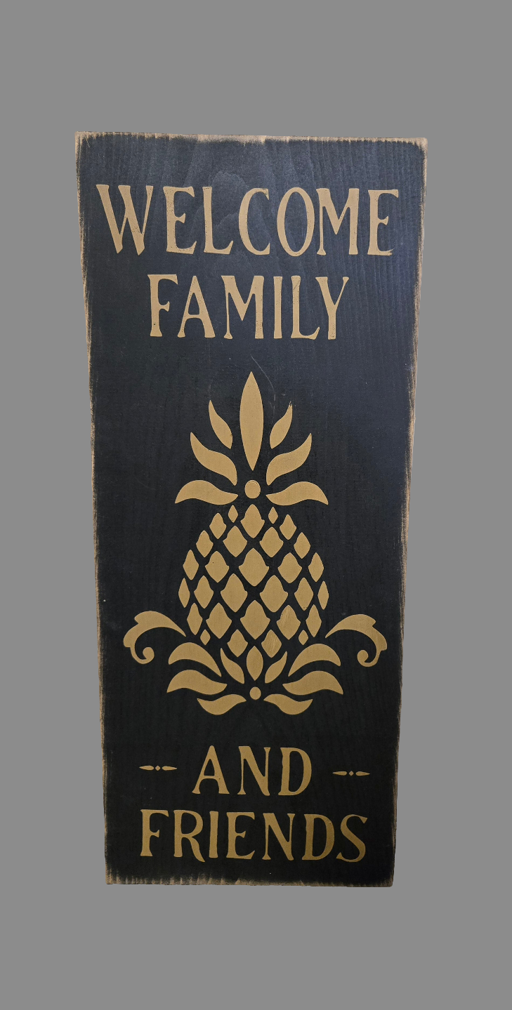 Welcome Family and Friends Wood Sign - Black