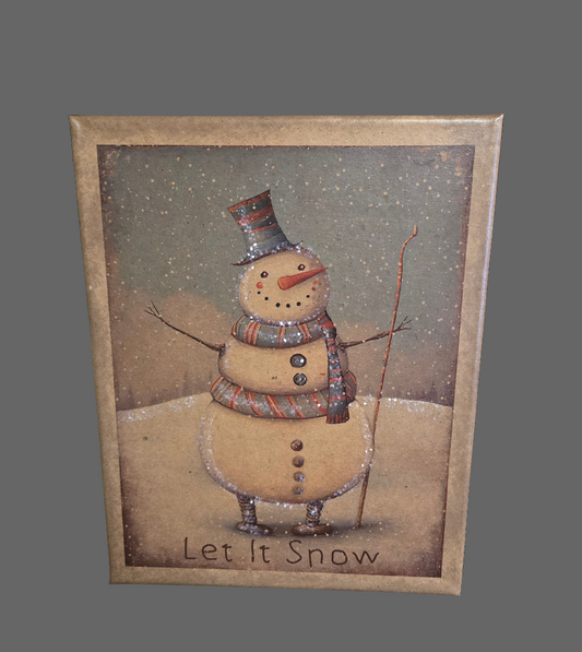 8x10 Snowman Let It Snow Canvas Print