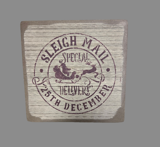 Sleigh Mail Wood Sign