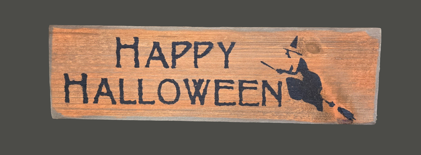 Happy Halloween Wood Sign with Witch