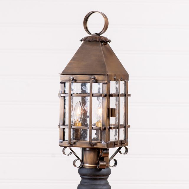 Barn Outdoor Post Light in Solid Weathered Brass - 3-Light