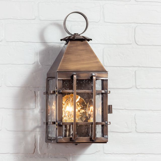 Barn Outdoor Wall Light in Solid Weathered Brass - 3-Light