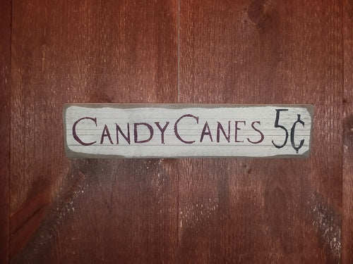 Candy Canes 5 Cents Wooden Sign