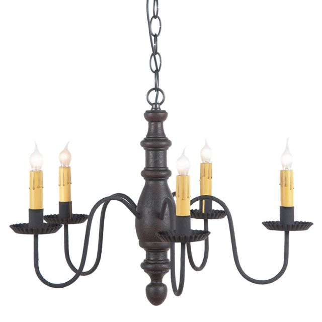 Country Inn Wood Chandelier in Americana Black