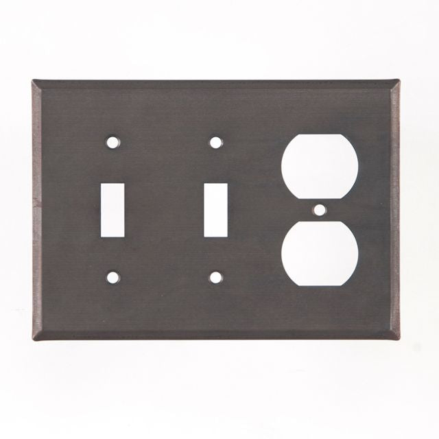 Double Switch and Outlet Cover Unpierced in Kettle Black