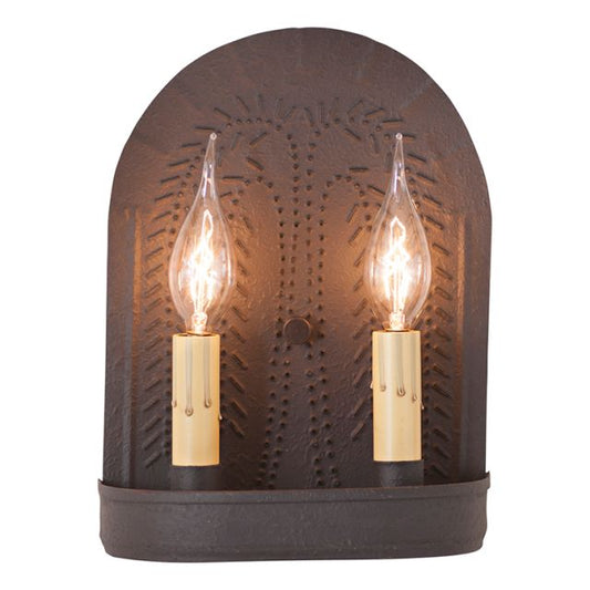 Double Sconce with Willow in Textured Black