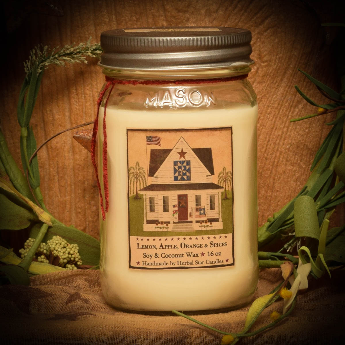 Country Gathering Mason Jar Candle-16 oz