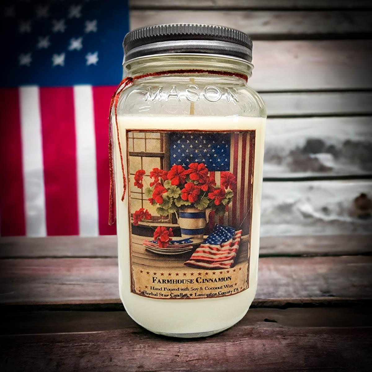 Farmhouse Cinnamon Mason Jar Candle-24 oz