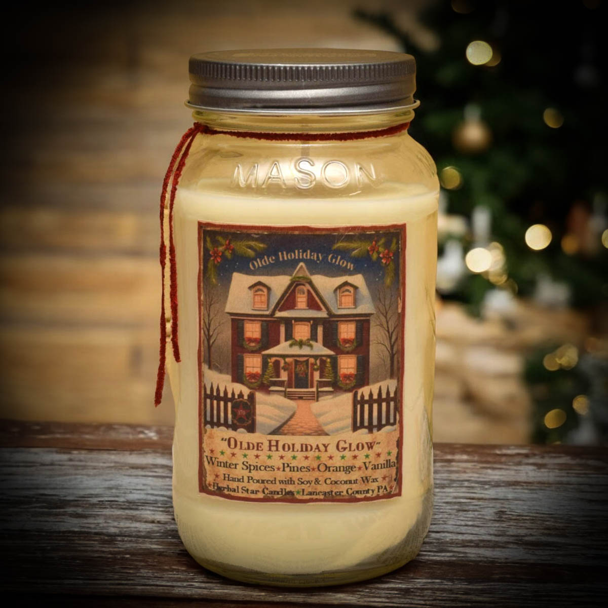 Olde Holiday Glow Mason Jar Candle – 24 oz