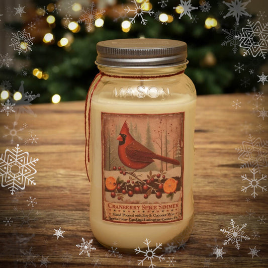 CRANBERRY SPICE SIMMER MASON JAR CANDLE-24 OZ