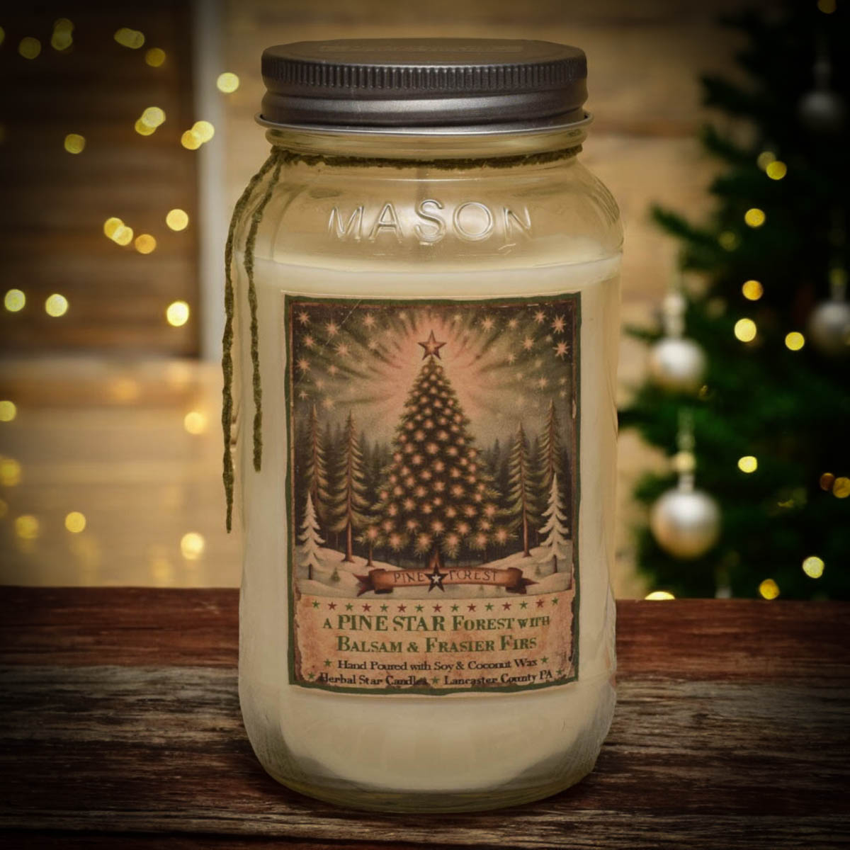 Pine Star Forest Mason Jar Candle-24 oz