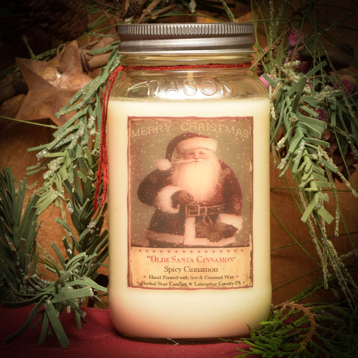 Old Santa Cinnamon Mason Jar Candle – 24 oz