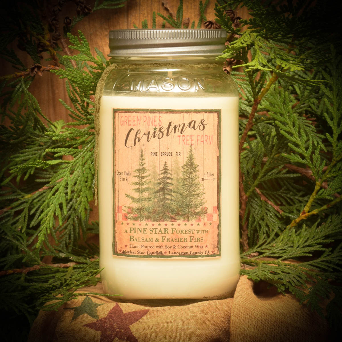 Pine Star Forest Mason Jar Candle-24 oz