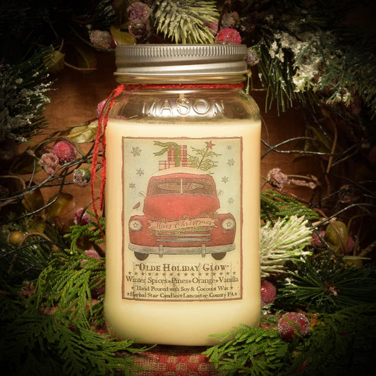 Olde Holiday Glow Mason Jar Candle – 24 oz