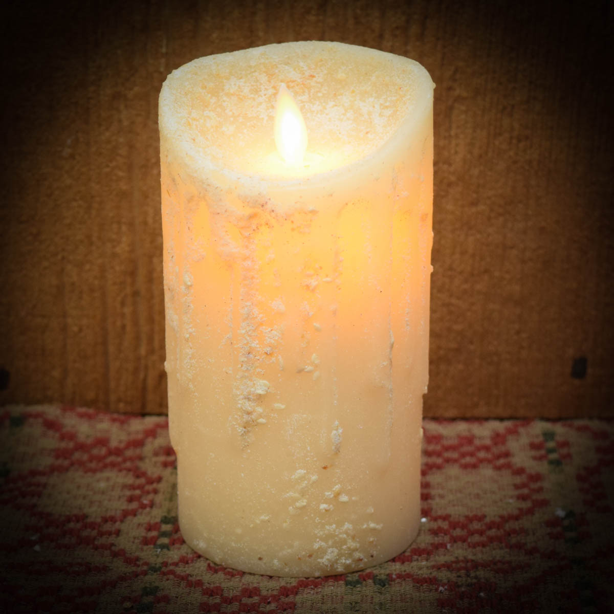 Moving Flame Pillar Candle-White 3×6