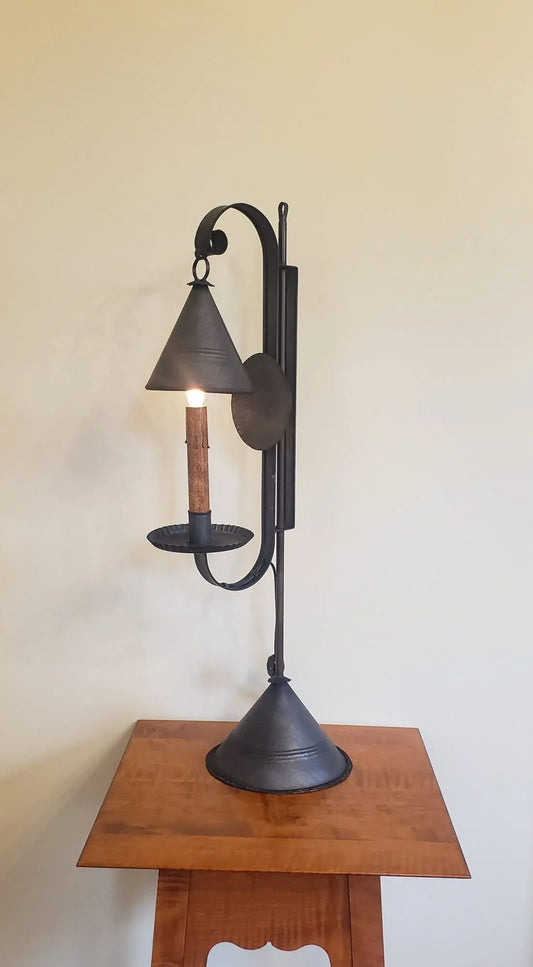 Single Bell Tin Table Lamp with Pounded Pan Reflector