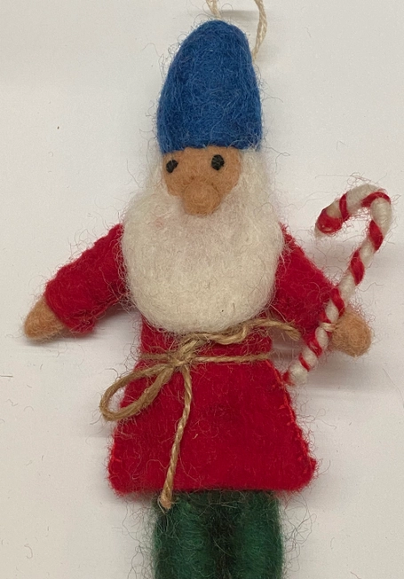 Felted Wool Gnome with Candy Cane