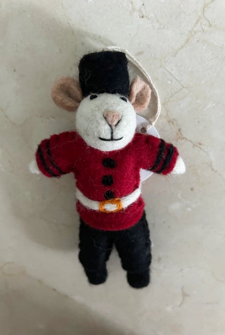 Handmade Felt "Soldier Mouse Sebastian" Christmas Ornament