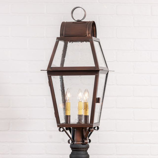 Independence Outdoor Post Light in Solid Antique Copper - 3-Light