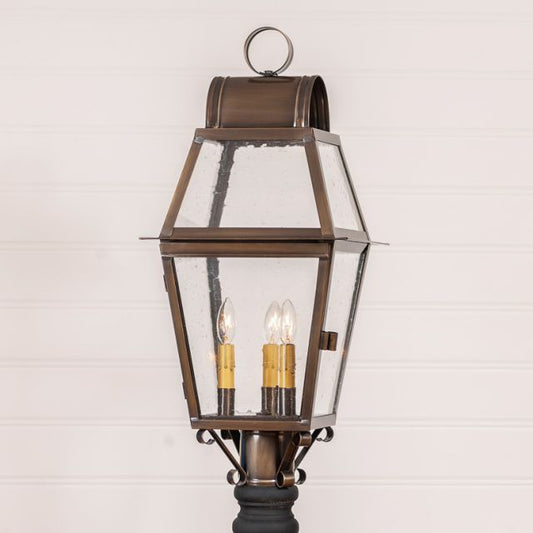 Independence Outdoor Post Light in Solid Weathered Brass - 3-Light