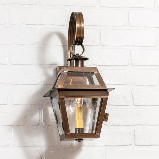 Jr. Town Crier Outdoor Wall Light in Solid Weathered Brass - 1-Light