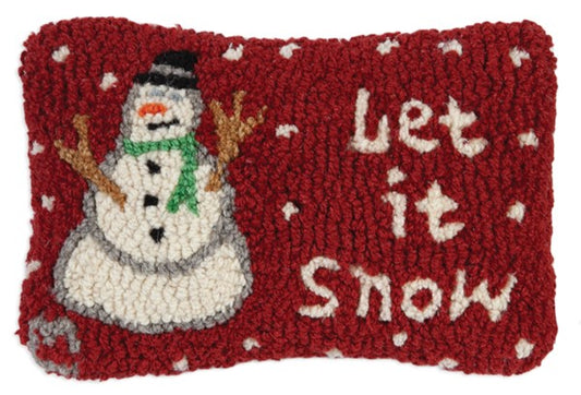 Let it Snowman - Primitive Hooked Wool Pillow