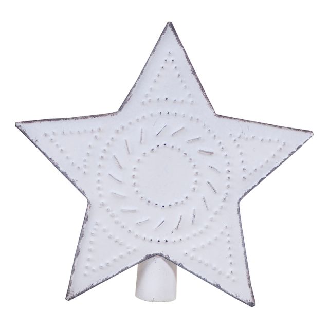 Punched Tin Star Tree Topper in Rustic White