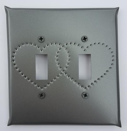Tin Double Switch Plate Heart Punch