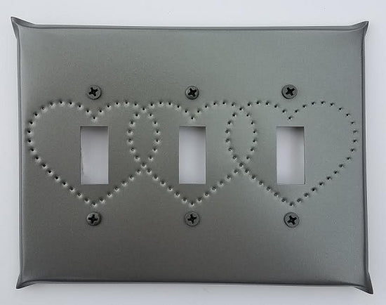 Tin Triple Switch Plate Heart Punch