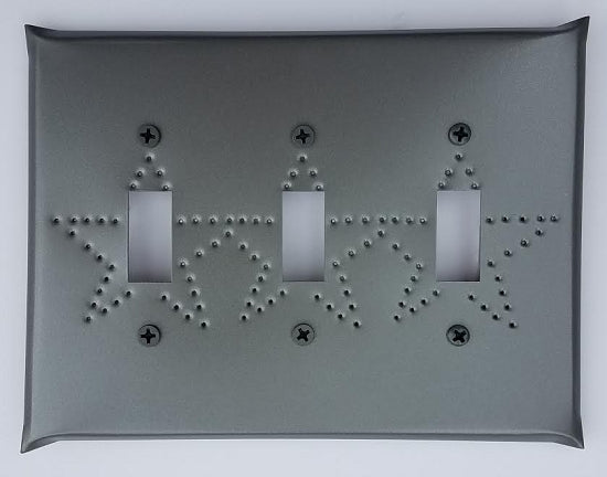 Tin Triple Switch Plate Star Punch