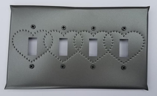 Tin Quad Switch Plate Heart Punch